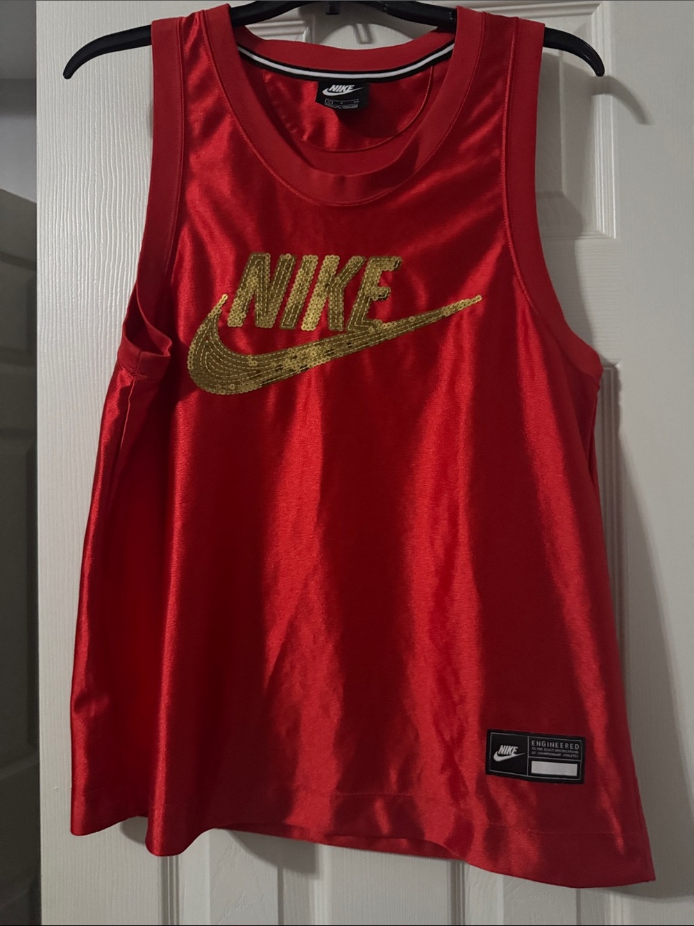 Nike Red ladies Sleeveless Jersey with Gold Logo